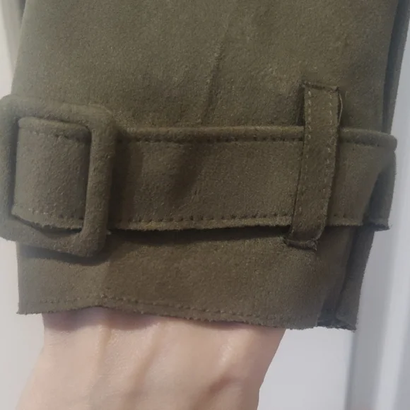 Olive Green Women's Trench Coat - Picture 6 of 10